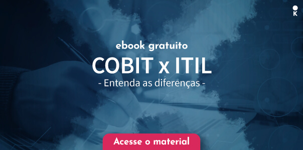 capa de ebook de cobit x itil com imagem formando um X separando a marca dos dois frameworks.