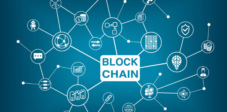 rede de ícones representando segurança e conexão do blockchain